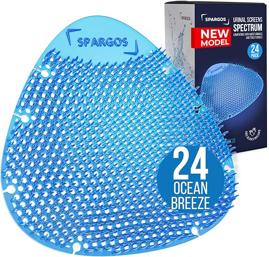 Spargos Spectrum blue Ocean Breeze 24-pack urinal screens